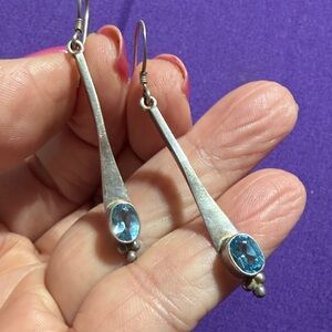 Elegant Sterling Silver and Blue Topaz Drop Earrings (3)